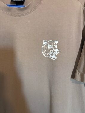 Men's Taupe Graphic Crew Neck T-Shirt - White Panther Print H&M